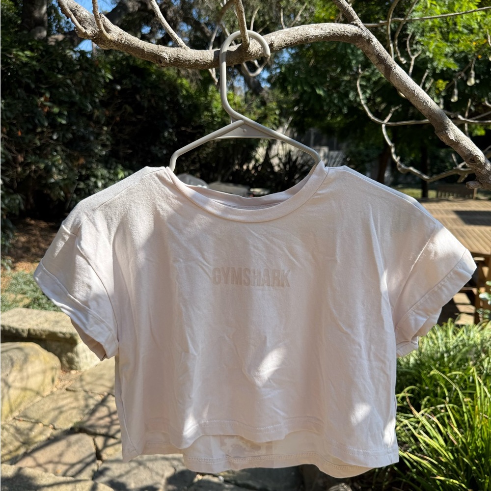 Gymshark Light Pink Crop Top and Camo Stripe